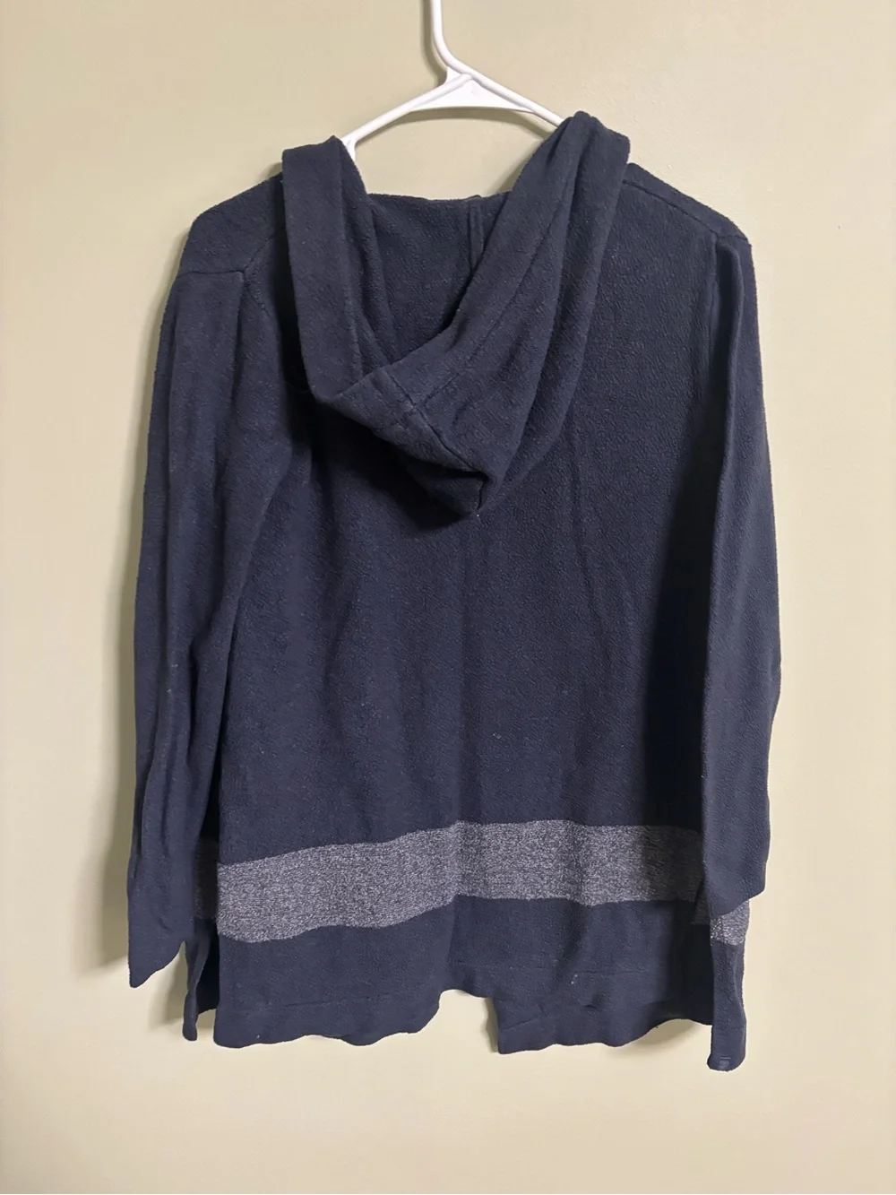 Barefoot Dreams Hooded CozyChic Navy Blue Grey Stripe Cardigan Size XS Small